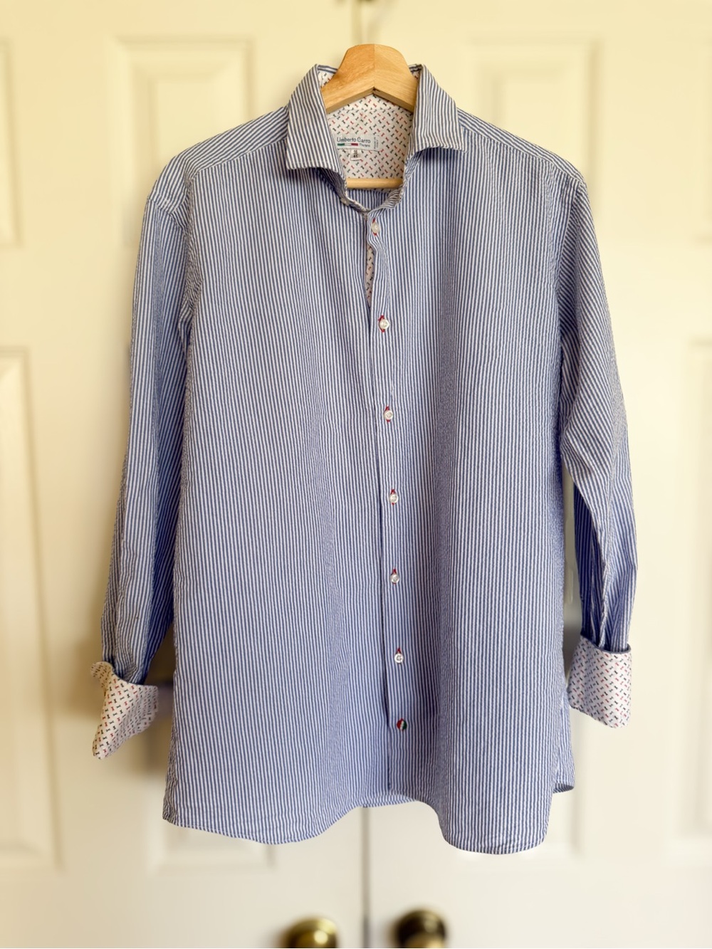 Men's Light Blue Pinstripe Dress Shirt - Tailored Everyday Style